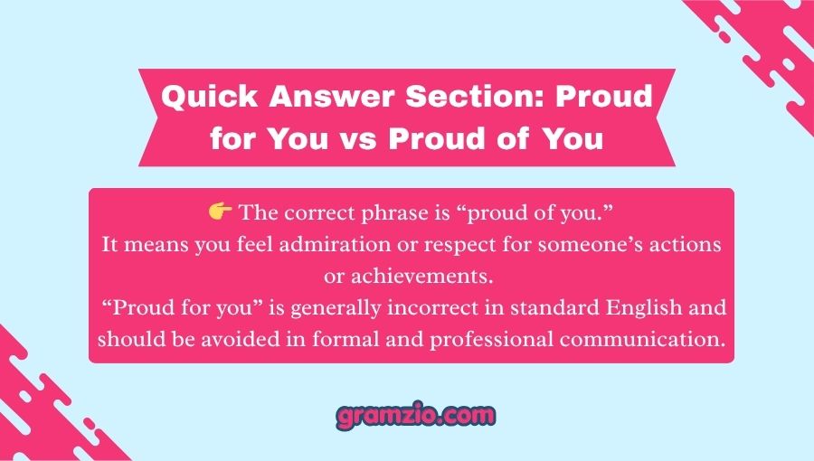 Proud for You vs Proud of You