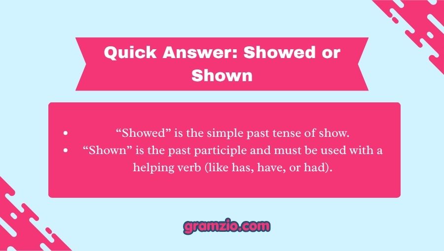 Showed or Shown