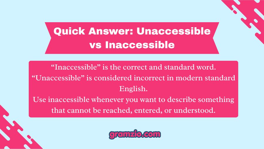 Unaccessible vs Inaccessible