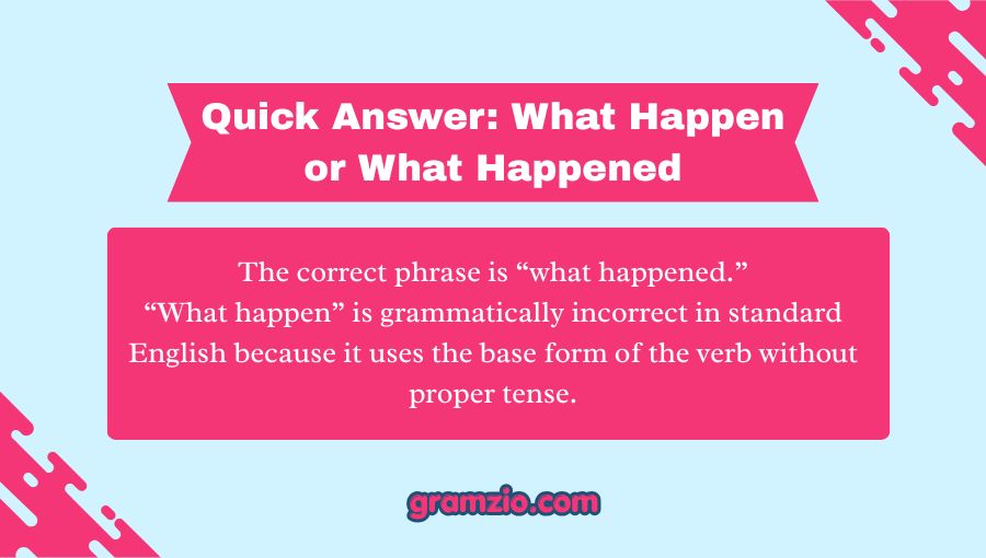 What Happen or What Happened