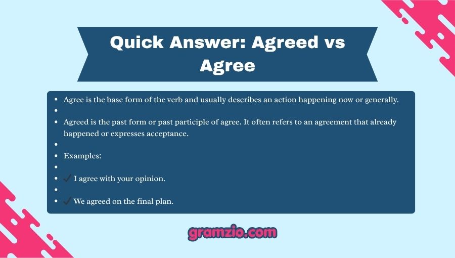 Agreed vs Agree