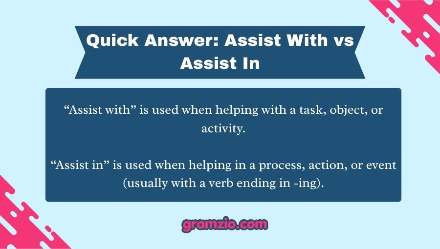 Assist With vs Assist In