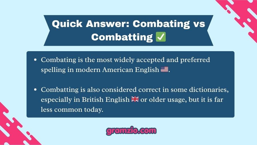 Combating vs Combatting