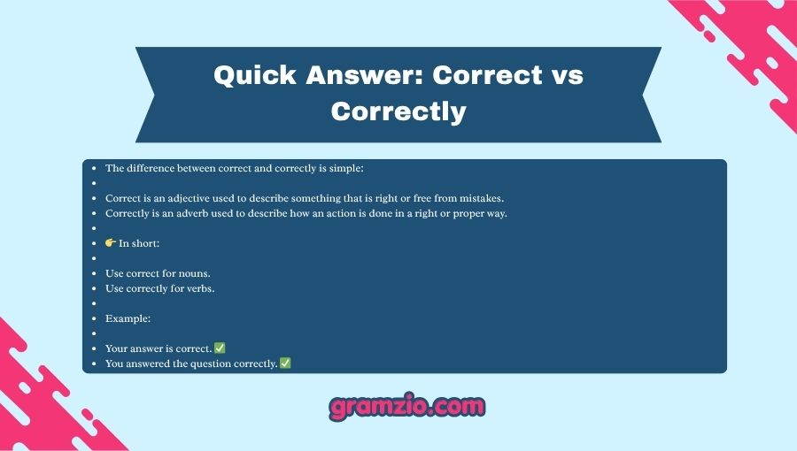 Correct vs Correctly