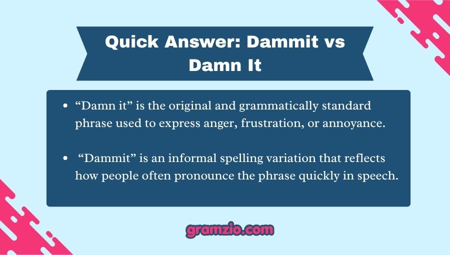 Dammit vs Damn It