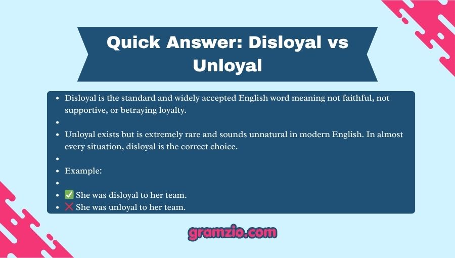Disloyal vs Unloyal