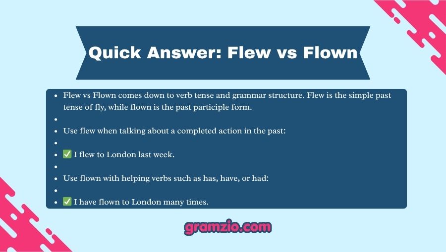 Flew vs Flown
