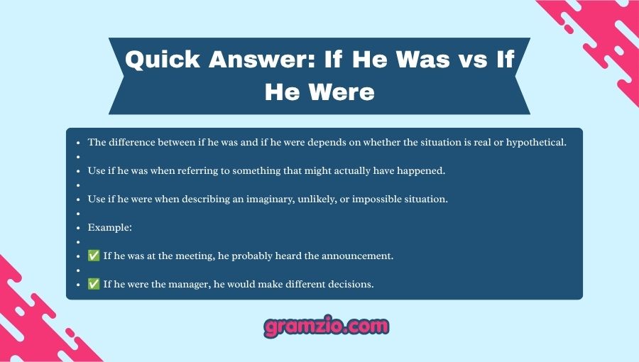 If He Was vs If He Were