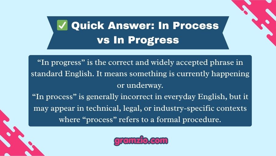 In Process vs In Progress