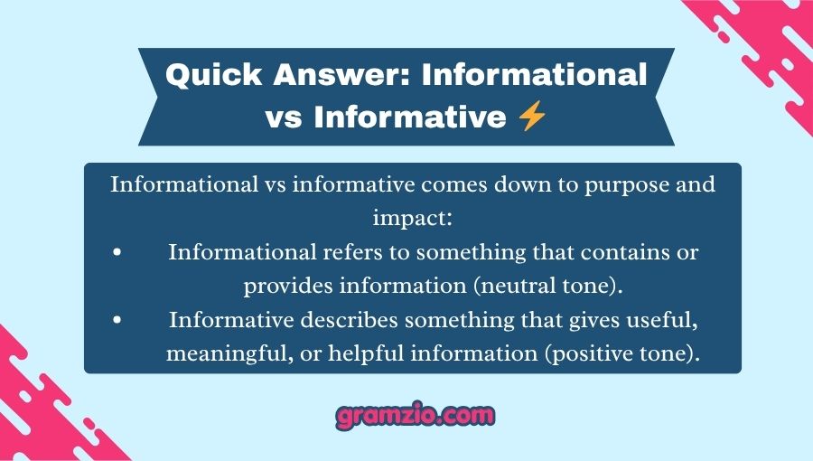 Informational vs Informative
