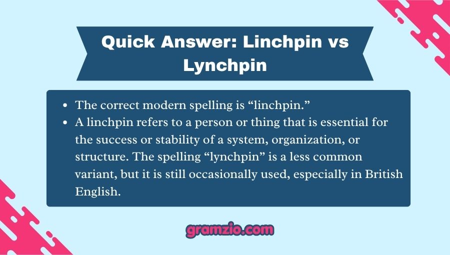 Linchpin vs Lynchpin