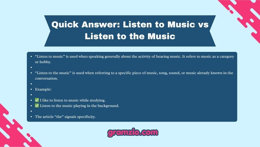 Listen to Music vs Listen to the Music