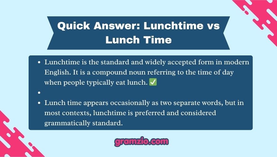 Lunchtime vs Lunch Time