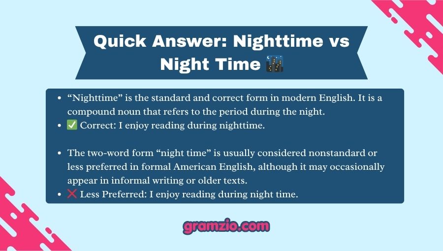 Nighttime vs Night Time