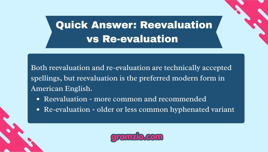 Reevaluation vs Re-evaluation