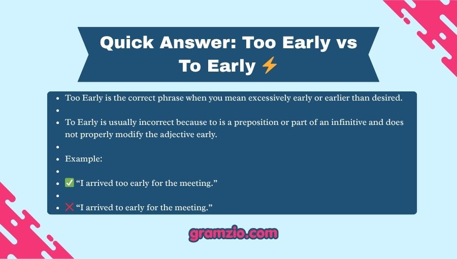 Too Early vs To Early