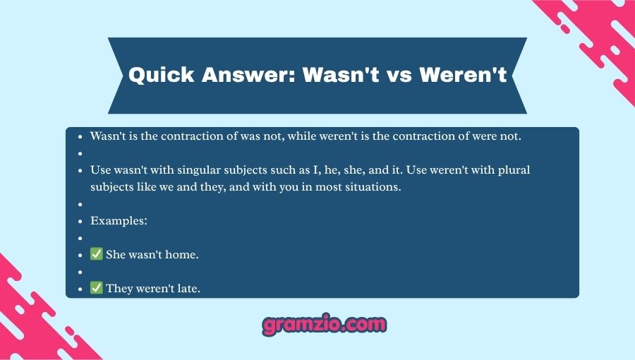 Wasn't vs Weren't