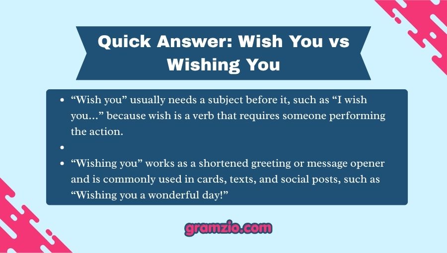 Wish You vs Wishing You