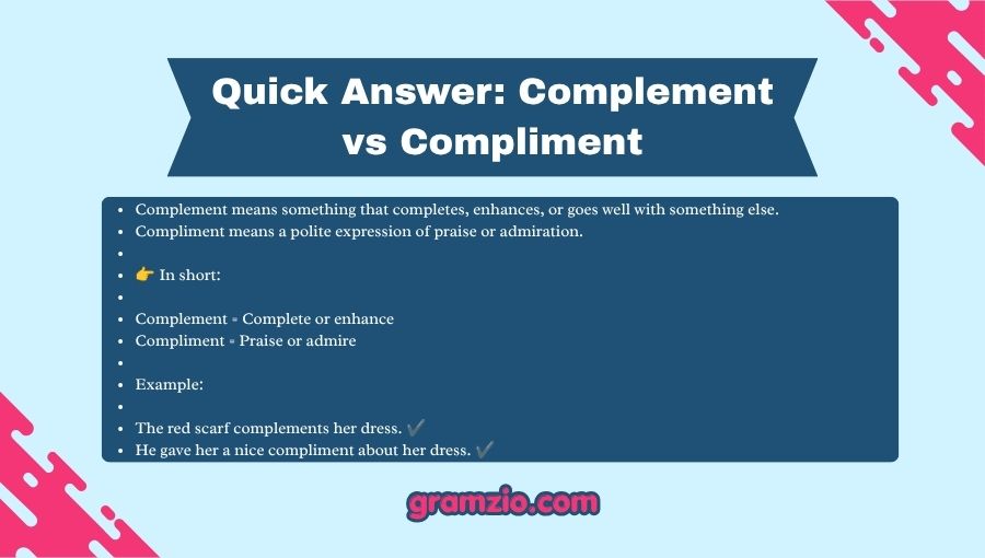 Complement vs Compliment