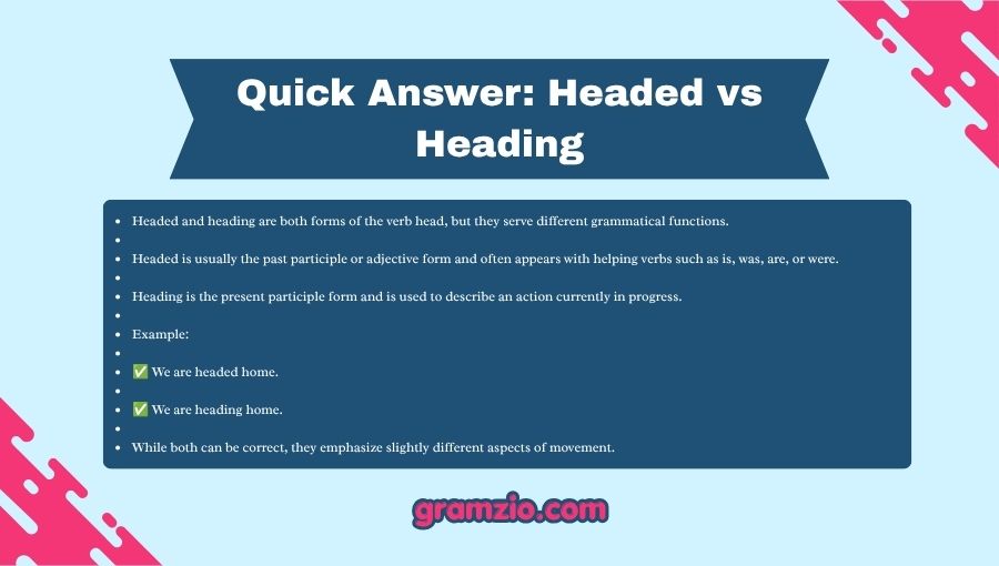 Headed vs Heading