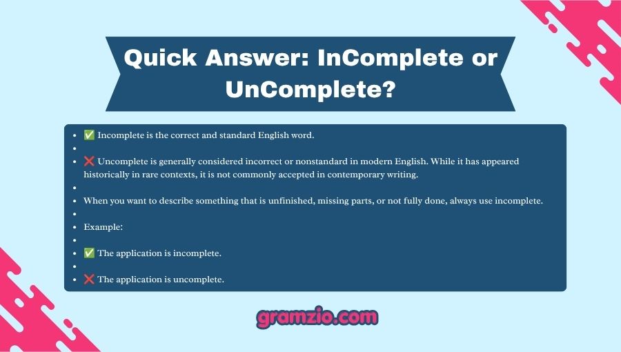 InComplete or UnComplete