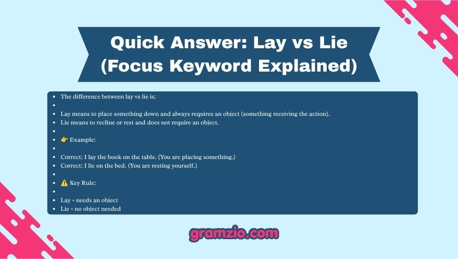 Lay vs Lie