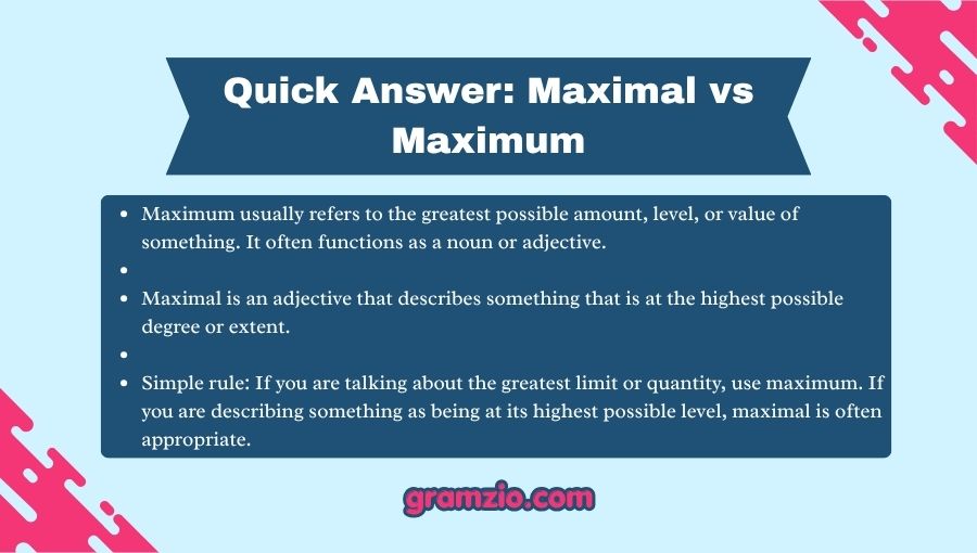 Maximal vs Maximum